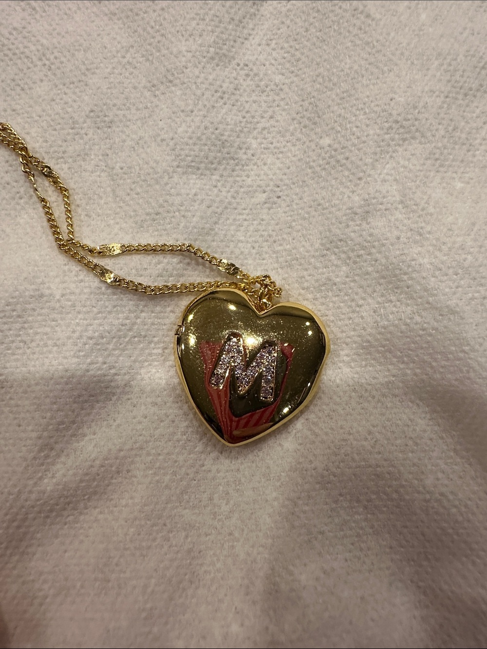 kate spade Gold Heart Locket Necklace with Sparkling 'M' Initial